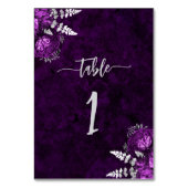 Elegante Plum Paarse Silver Floral Wedding Kaart (Achterkant)