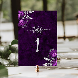 Elegante Plum Paarse Silver Floral Wedding Kaart