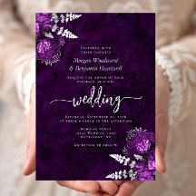 Elegante Plum Silver Floral Wedding
