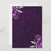 Elegante Plum Silver Floral Wedding Kaart (Achterkant)