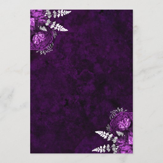 Elegante Plum Silver Floral Wedding Menu (Achterkant)