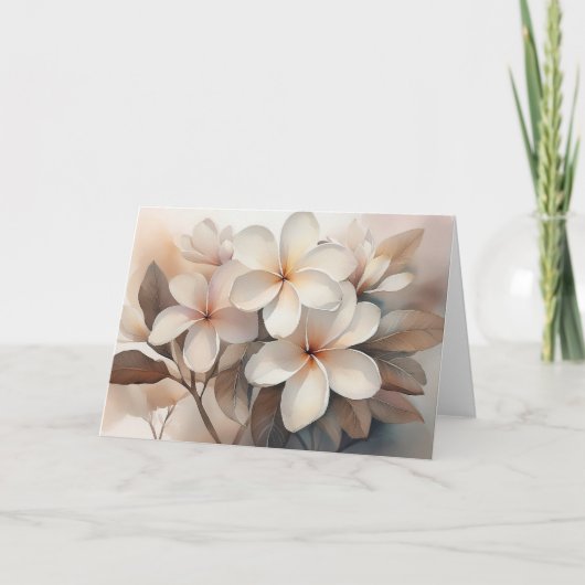 Elegante Plumeria Bedankkaart (Voorkant)