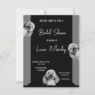 elegante poedel hond bruids douche uitnodiging