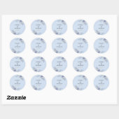 Elegante Poeder Blauw & Goud Bloemen Ontwerp Weddi Ronde Sticker (Vel)