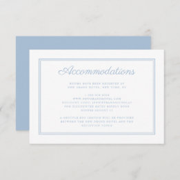 Elegante poeder blauw script bruiloft accommodatie informatiekaartje
