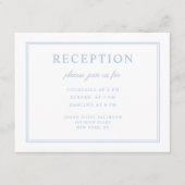 Elegante Poeder Blauw Script bruiloft receptie Informatiekaartje (Voorkant)