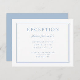 Elegante Poeder Blauw Script bruiloft receptie Informatiekaartje