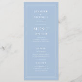 Elegante poederblauwe bruiloft menu (Voorkant)