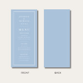 Elegante poederblauwe bruiloft menu