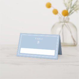 Elegante poederblauwe bruiloft plaatskaartje