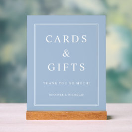 Elegante poederblauwe kaarten en cadeaus bruiloft acryl bord