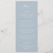 Elegante poederblauwe moderne trouw menu (Voorkant)