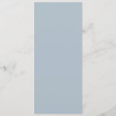 Elegante poederblauwe moderne trouw menu (Achterkant)