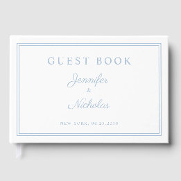 Elegante poederblauwe script huwelijks- gastenboek