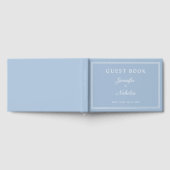 Elegante poederblauwe scriptuur bruiloft gastenboek (Volledig)