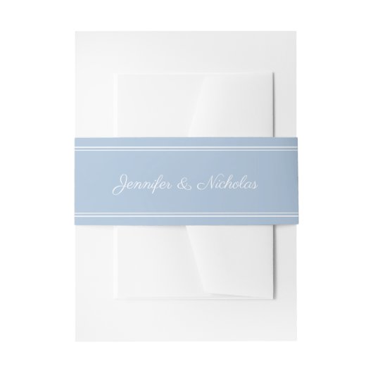 Elegante poederblauwe scriptuur bruiloft uitnodigingen wikkel (Voorkant Voorbeeld)
