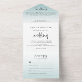 Elegante Poederblauwe Tint Script Wedding All In One Uitnodiging (Binnen)