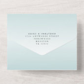 Elegante Poederblauwe Tint Script Wedding All In One Uitnodiging (Achterkant)