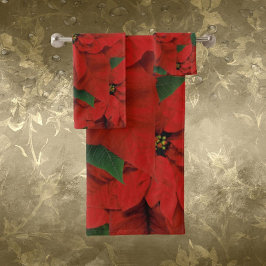 Elegante Poinsettia Badhanddoekenset Bad Handdoek