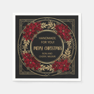 Elegante Poinsettia Bloem Kerstvakantie Servet