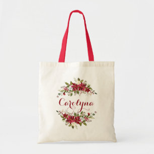 Elegante Poinsettia Bloemen Bruidsmeisje gunst Tote Bag