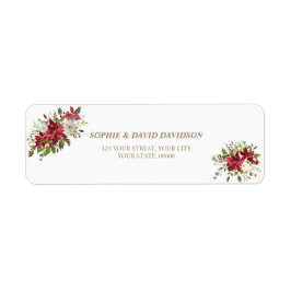 Elegante Poinsettia Bloemen Doop Retouradres  Etiket