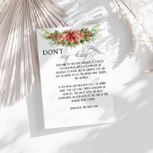 Elegante Poinsettia Bloemen Zeg niet Baby Game Kaa Notitiekaartje