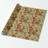 Elegante poinsettia cadeaupapier (Uitgerold)