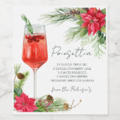 Elegante Poinsettia Cocktail Recept Kerstcadeau Wijn Etiket (Enkel label)