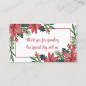 Elegante Poinsettia Dank u Rode Kerstmis Bruiloft Plaatskaartje (Voorkant)