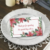 Elegante Poinsettia Dank u Rode Kerstmis Bruiloft Plaatskaartje