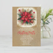 Elegante Poinsettia en Gouden Glitters  Kaart (Staand voorkant)