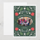 Elegante Poinsettia Folk Art Kerstkaart (Voorkant / Achterkant)