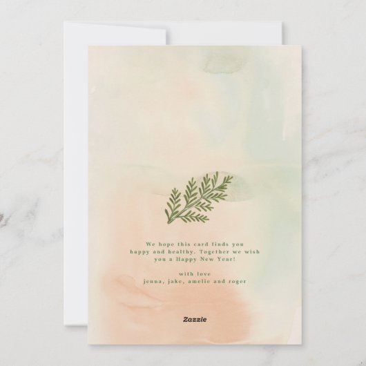 Elegante Poinsettia Foto Gelukkigste Nieuwjaar Feestdagenkaart (Achterkant)