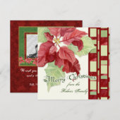 Elegante Poinsettia Foto Kerst Kaart (Voorkant / Achterkant)
