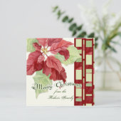 Elegante Poinsettia Foto Kerst Kaart (Staand voorkant)