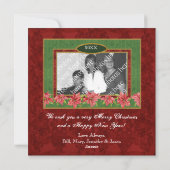 Elegante Poinsettia Foto Kerst Kaart (Achterkant)