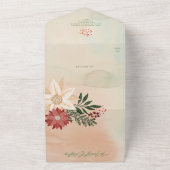 Elegante Poinsettia Fotocollage Happy Holiday All In One Uitnodiging (Buitenkant)