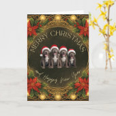 Elegante Poinsettia Gouden Filigraan en Lichtjes Kaart (Gele Bloem)