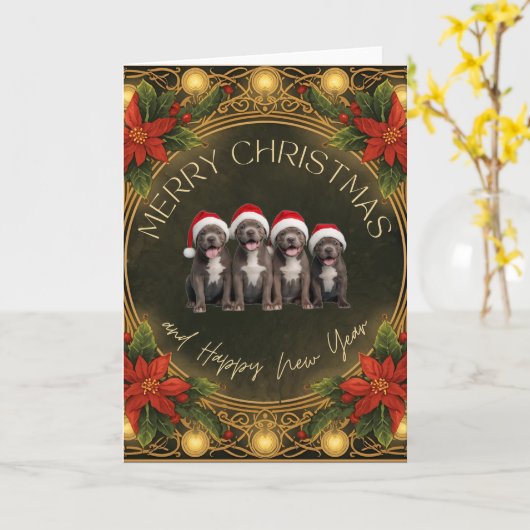 Elegante Poinsettia Gouden Filigraan en Lichtjes Kaart (Gele Bloem)