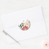 Elegante Poinsettia Kerst Monogram Waterverf Ronde Sticker (Envelop)