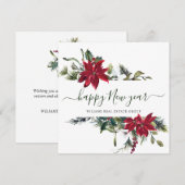 Elegante Poinsettia Kerst Zakelijke Groet Feestdagenkaart (Voorkant / Achterkant)