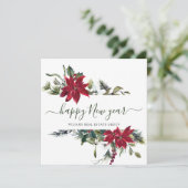 Elegante Poinsettia Kerst Zakelijke Groet Feestdagenkaart (Staand voorkant)