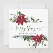 Elegante Poinsettia Kerst Zakelijke Groet Feestdagenkaart (Voorkant)