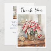 Elegante Poinsettia Kerstcadeau Bedankkaart (Voorkant / Achterkant)