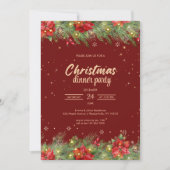 Elegante Poinsettia kerstdiner partij Kaart (Voorkant)