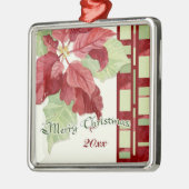 Elegante Poinsettia Kerstfeest gepersonaliseerd Or Metalen Ornament (Links)