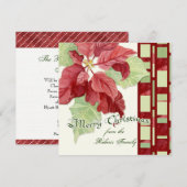 Elegante Poinsettia kerstfeest uitnodiging (Voorkant / Achterkant)