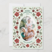 Elegante Poinsettia kerstfotokaart Kaart (Voorkant)