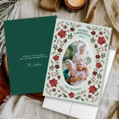 Elegante Poinsettia kerstfotokaart Kaart